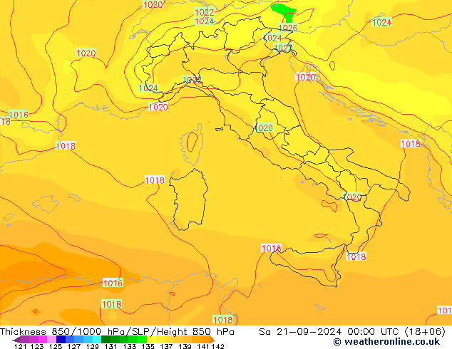 Thck 850-1000 hPa GFS Sa 21.09.2024 00 UTC