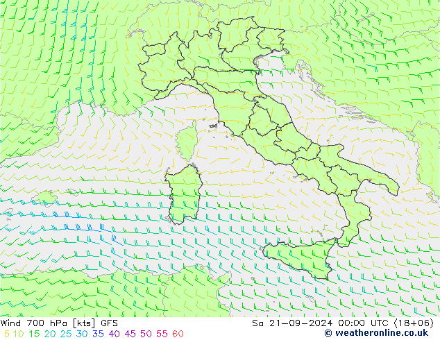 Rüzgar 700 hPa GFS Cts 21.09.2024 00 UTC