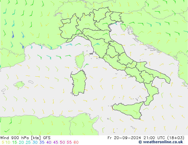 Viento 900 hPa GFS vie 20.09.2024 21 UTC