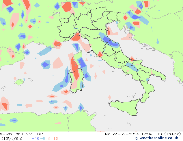 V-Adv. 850 hPa GFS Mo 23.09.2024 12 UTC