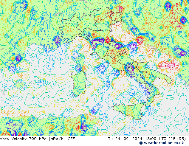 700 hPa Dikey Hız GFS Sa 24.09.2024 18 UTC