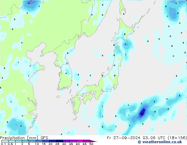 Precipitation GFS Fr 27.09.2024 06 UTC