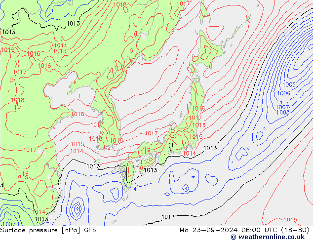 ciśnienie GFS pon. 23.09.2024 06 UTC