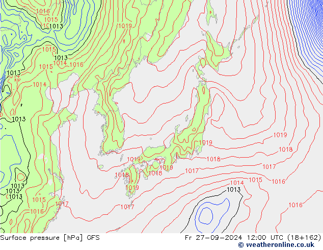 Surface pressure GFS Fr 27.09.2024 12 GMT