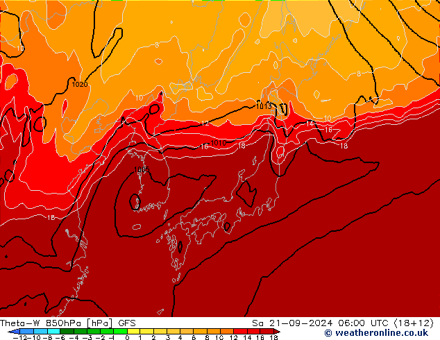 Theta-W 850hPa GFS Sa 21.09.2024 06 UTC