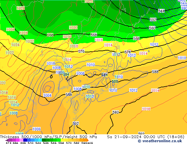 Thck 500-1000hPa GFS Sa 21.09.2024 00 UTC