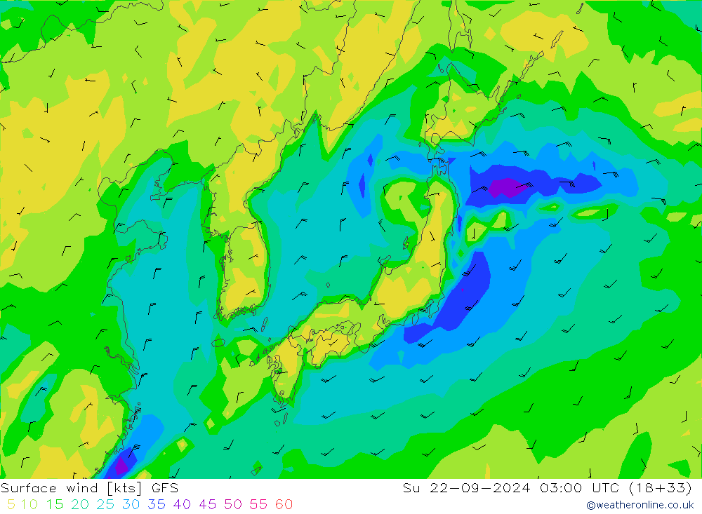 Surface wind GFS Su 22.09.2024 03 UTC