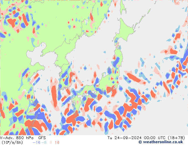 V-Adv. 850 hPa GFS wto. 24.09.2024 00 UTC