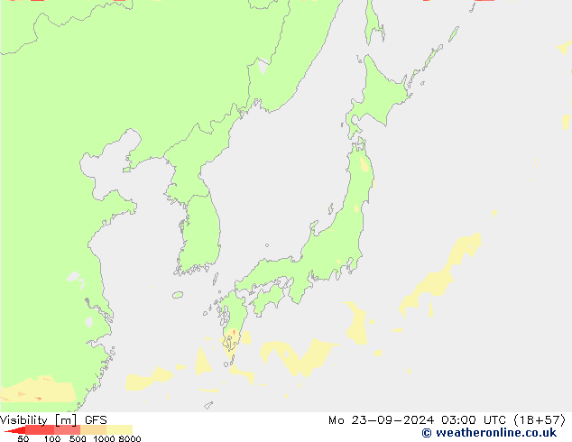 Dohlednost GFS Po 23.09.2024 03 UTC