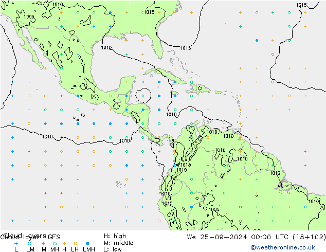 Cloud layer GFS We 25.09.2024 00 UTC