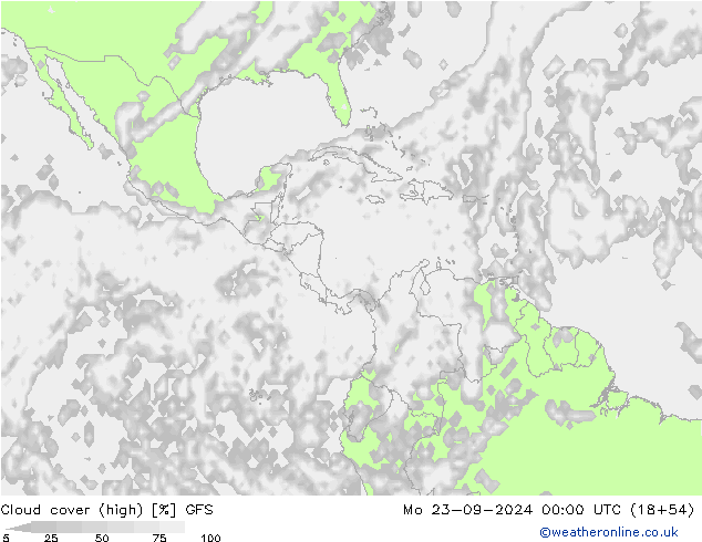 Bewolking (Hoog) GFS ma 23.09.2024 00 UTC