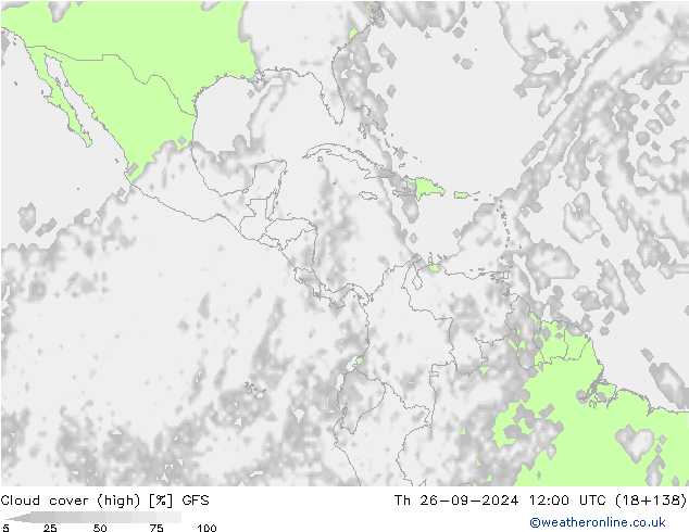 Cloud cover (high) GFS Th 26.09.2024 12 UTC