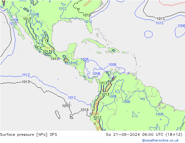 Surface pressure GFS Sa 21.09.2024 06 UTC