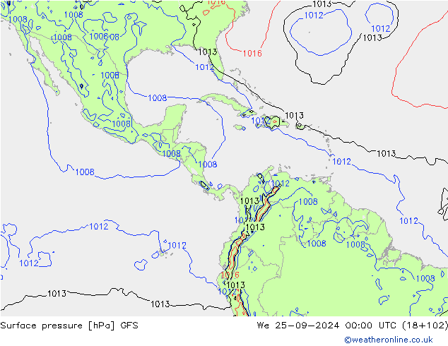 Atmosférický tlak GFS St 25.09.2024 00 UTC