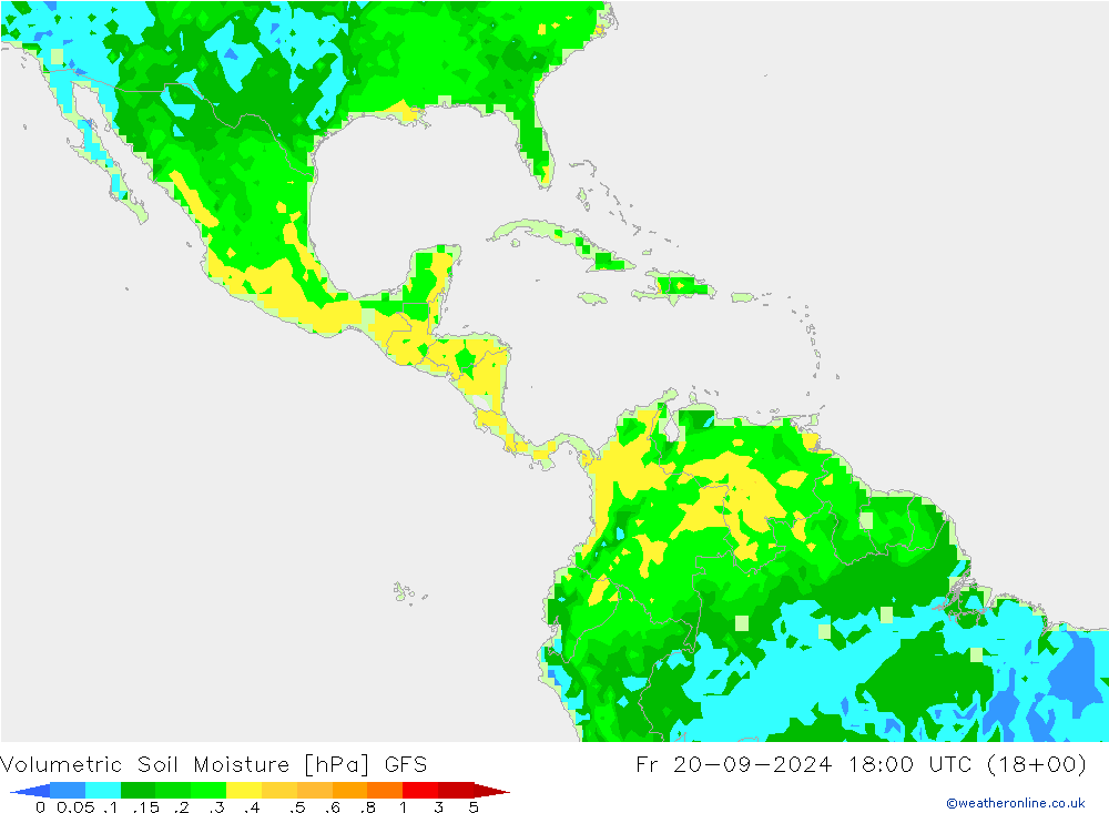 Volumetric Soil Moisture GFS ven 20.09.2024 18 UTC