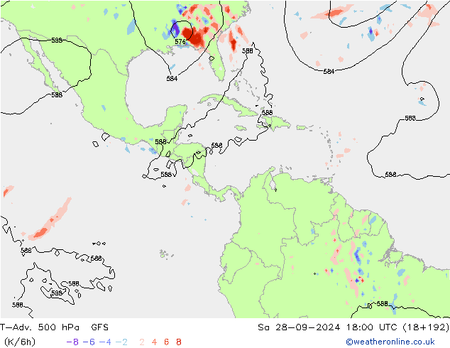 T-Adv. 500 hPa GFS Sáb 28.09.2024 18 UTC