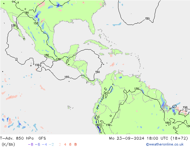 T-Adv. 850 hPa GFS Mo 23.09.2024 18 UTC