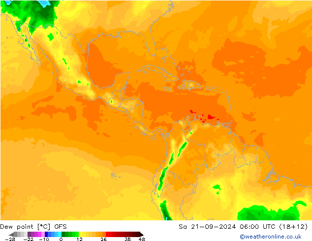 Dew point GFS Sa 21.09.2024 06 UTC