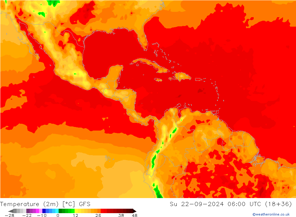 Temperatura (2m) GFS Dom 22.09.2024 06 UTC