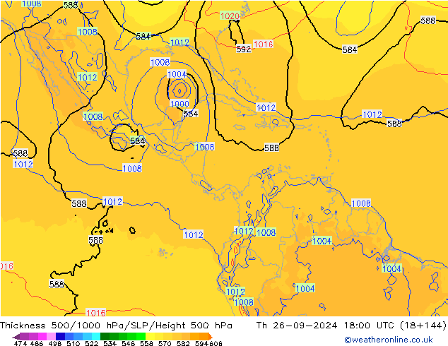 Schichtdicke 500-1000 hPa GFS Do 26.09.2024 18 UTC