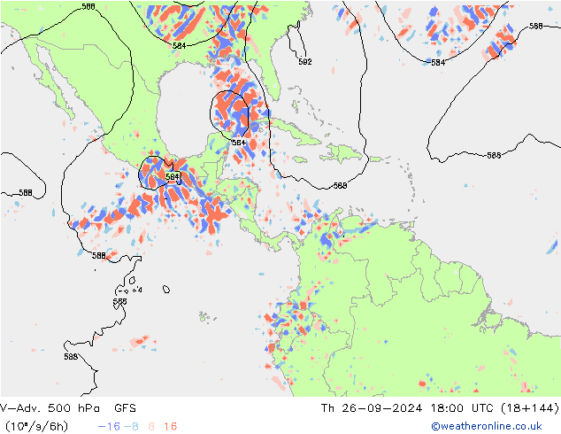 V-Adv. 500 hPa GFS czw. 26.09.2024 18 UTC