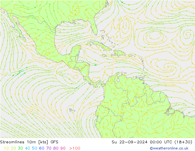 Streamlines 10m GFS Ne 22.09.2024 00 UTC