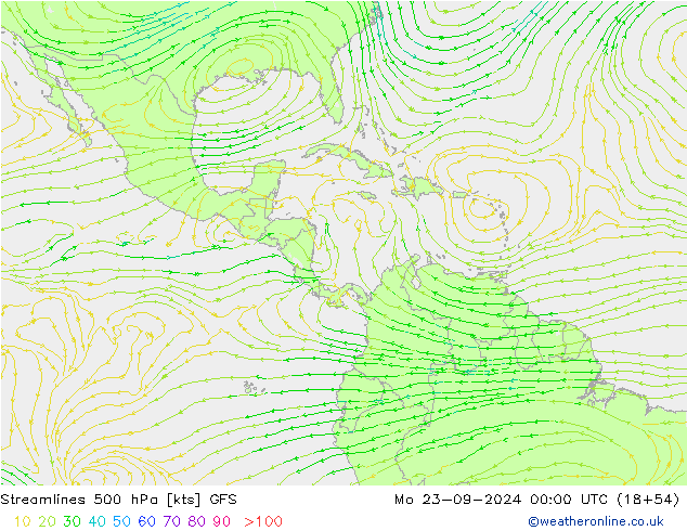 Stroomlijn 500 hPa GFS ma 23.09.2024 00 UTC