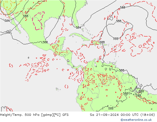 Height/Temp. 500 hPa GFS Sa 21.09.2024 00 UTC