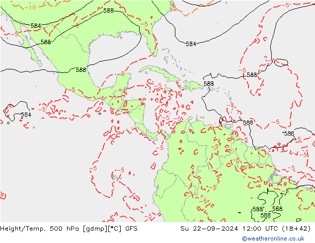 Z500/Rain (+SLP)/Z850 GFS Вс 22.09.2024 12 UTC