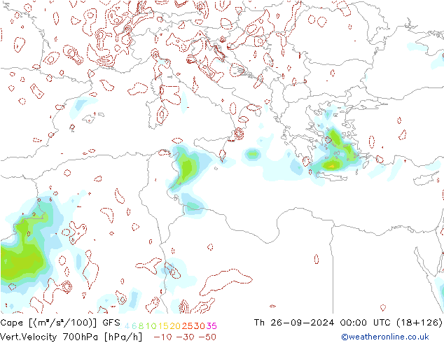 Cape GFS Čt 26.09.2024 00 UTC