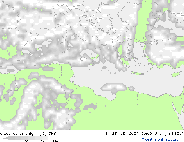 Bulutlar (yüksek) GFS Per 26.09.2024 00 UTC