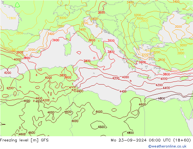 Freezing level GFS Po 23.09.2024 06 UTC