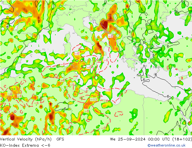 Convection-Index GFS We 25.09.2024 00 UTC