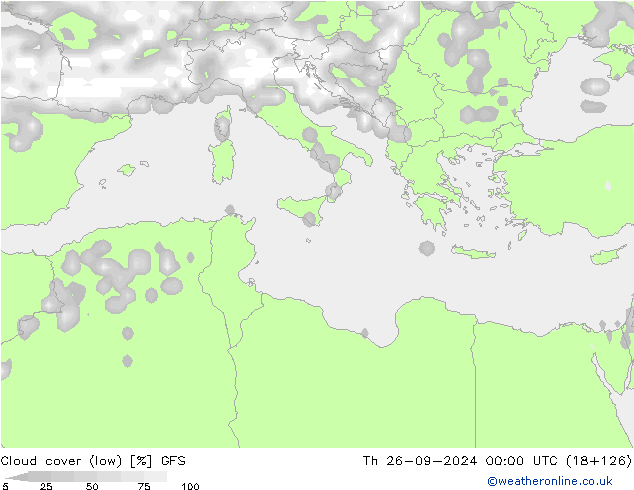 Bewolking (Laag) GFS do 26.09.2024 00 UTC