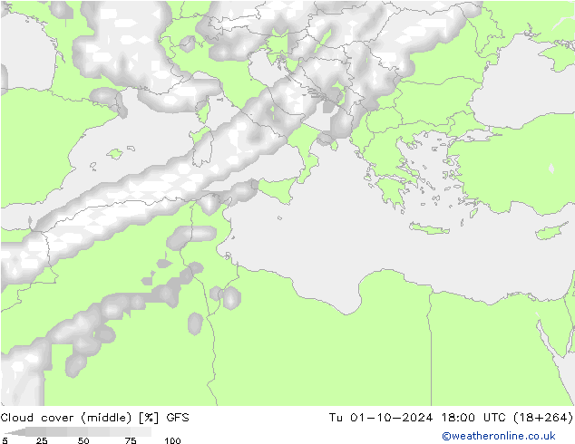 Nubes medias GFS mar 01.10.2024 18 UTC