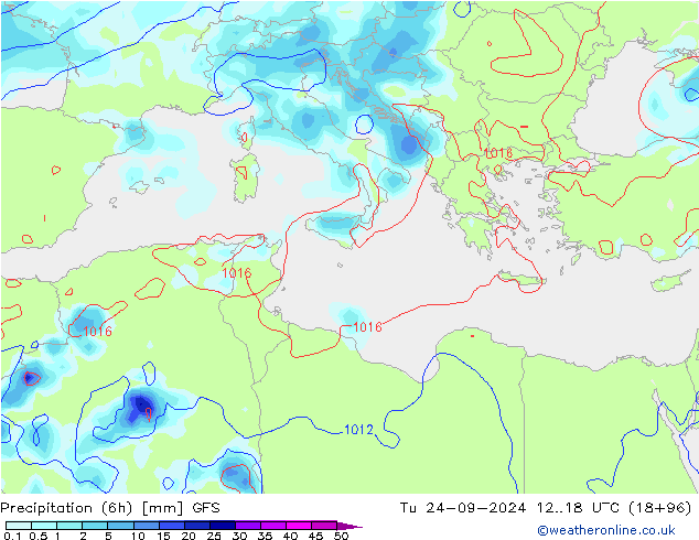 Z500/Rain (+SLP)/Z850 GFS wto. 24.09.2024 18 UTC