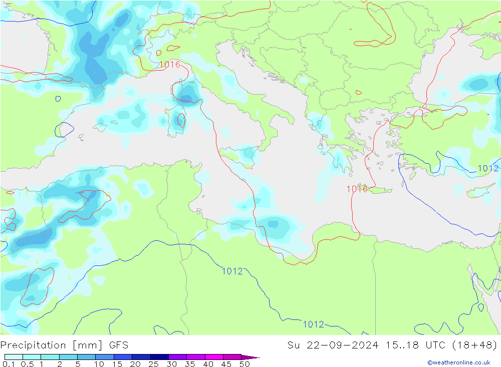 Niederschlag GFS So 22.09.2024 18 UTC