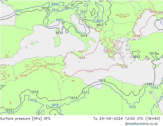 Luchtdruk (Grond) GFS di 24.09.2024 12 UTC