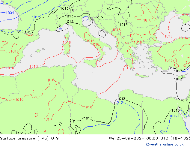 GFS: St 25.09.2024 00 UTC