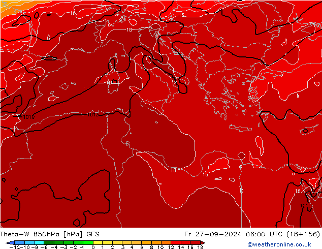 Theta-W 850hPa GFS Fr 27.09.2024 06 UTC