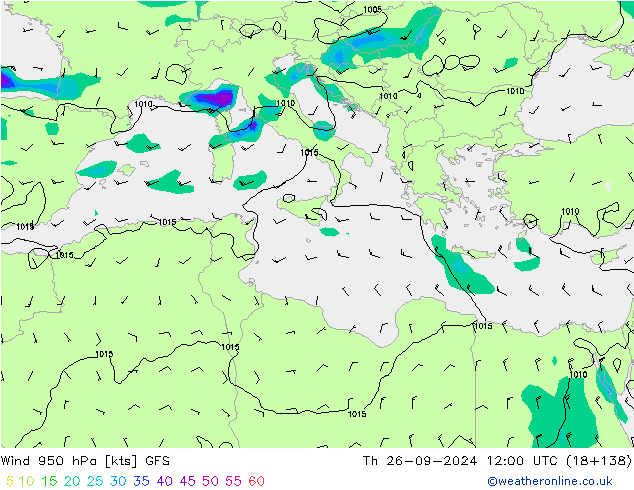 Wind 950 hPa GFS September 2024