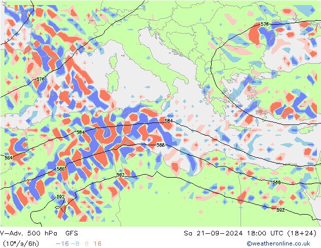 V-Adv. 500 hPa GFS Sa 21.09.2024 18 UTC