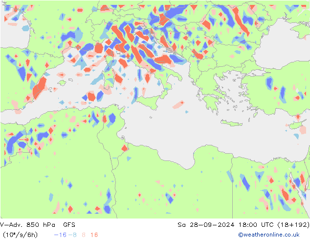 V-Adv. 850 hPa GFS za 28.09.2024 18 UTC