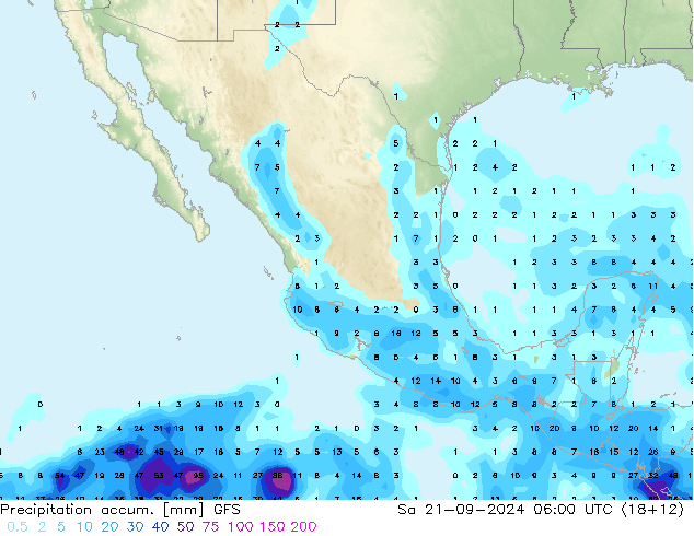 Precipitation accum. GFS  21.09.2024 06 UTC