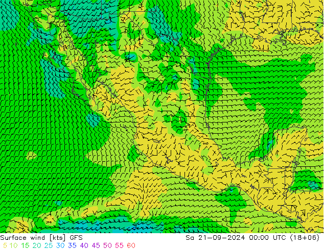 Surface wind GFS So 21.09.2024 00 UTC