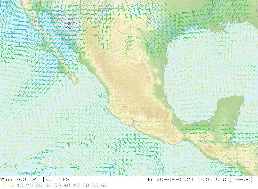 Wind 700 hPa GFS Září 2024