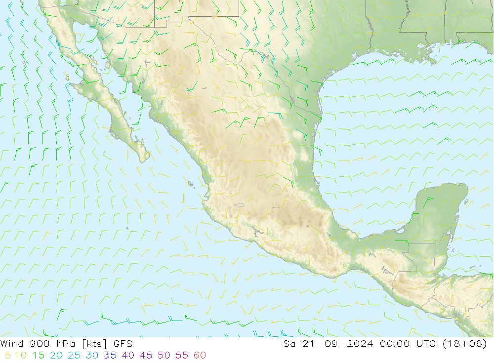 Wind 900 hPa GFS Sa 21.09.2024 00 UTC