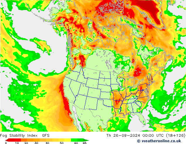 Fog Stability Index GFS gio 26.09.2024 00 UTC