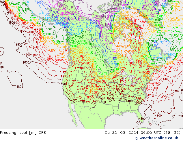 Freezing level GFS nie. 22.09.2024 06 UTC