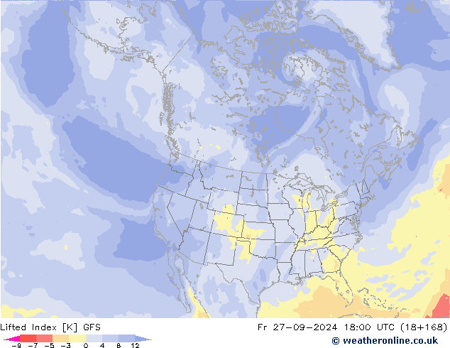 Lifted Index GFS wrzesień 2024